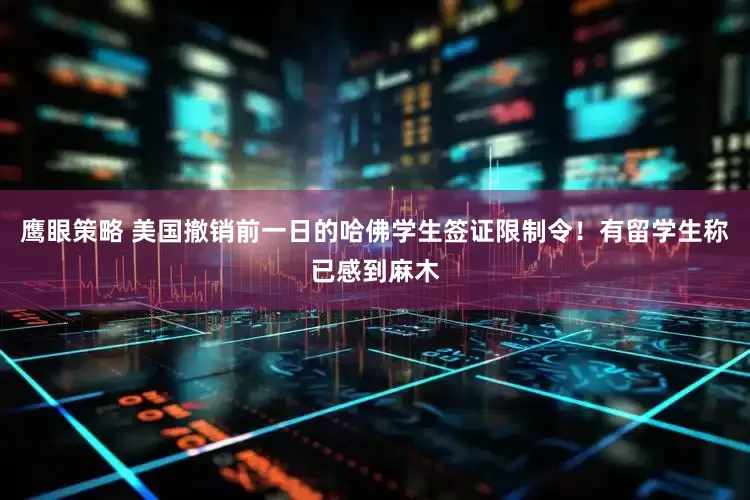 鹰眼策略 美国撤销前一日的哈佛学生签证限制令！有留学生称已感到麻木